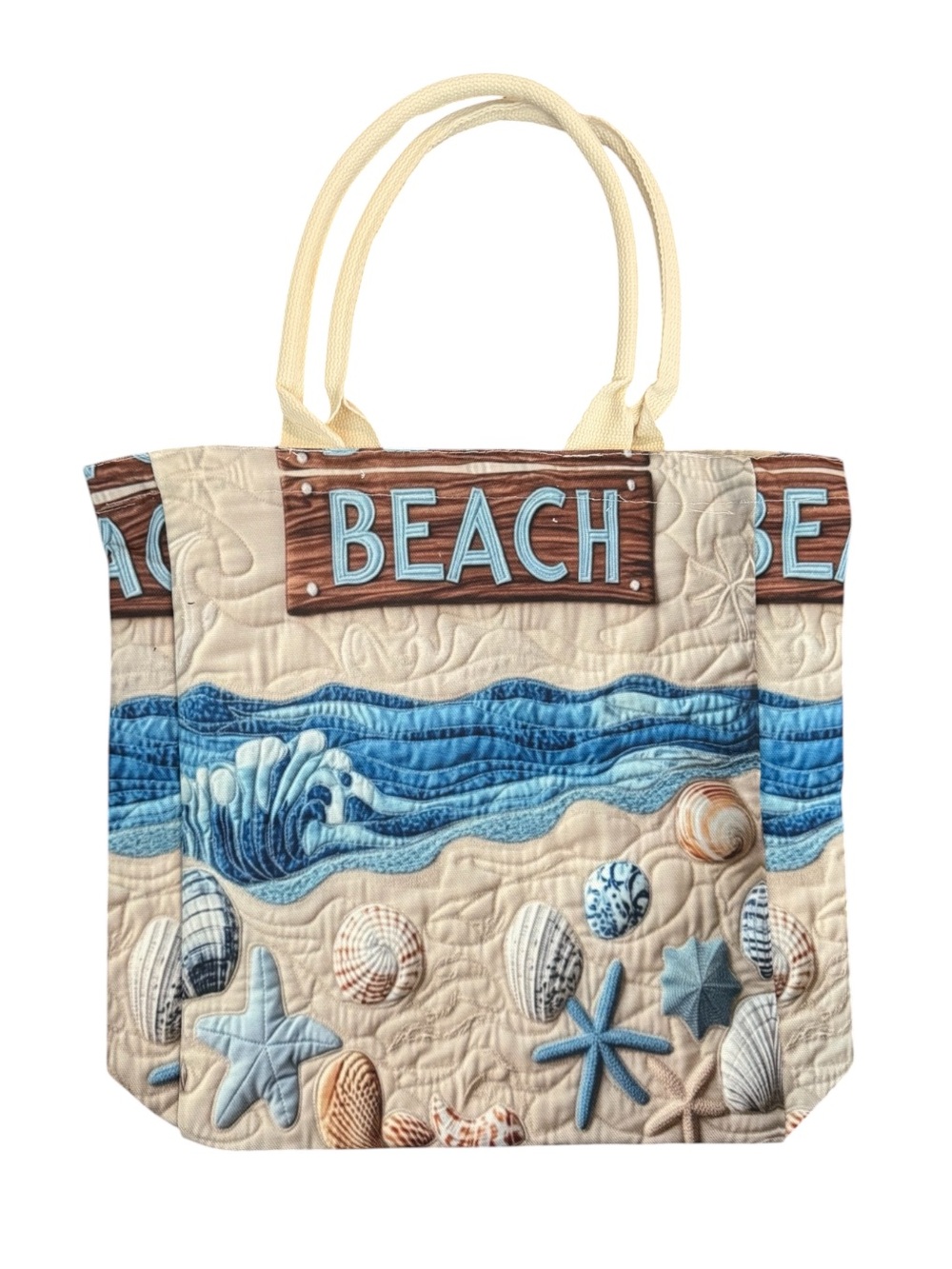 Beach Tote Bag with Seashell Design
